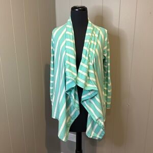 Vineyard Vines Women’s Extra Small Teal Striped Draped Open Cardigan Cowl